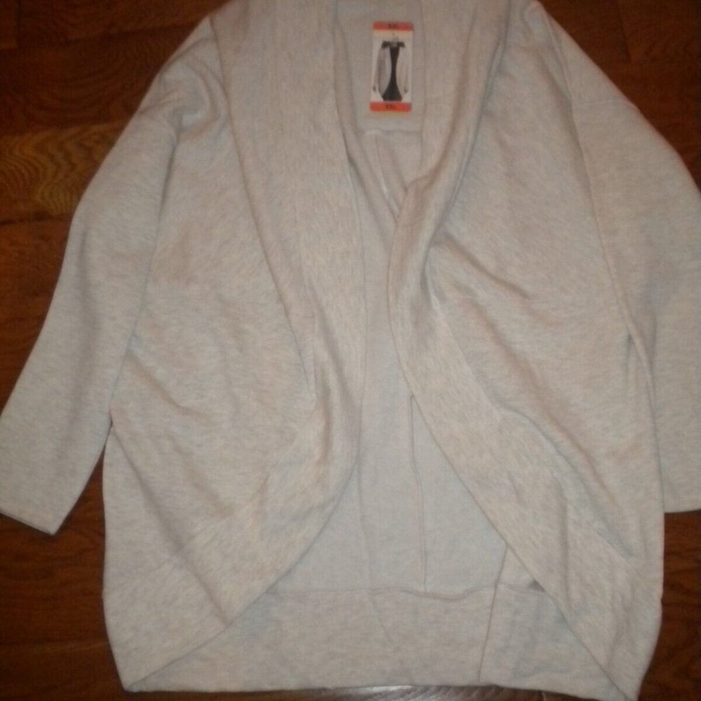 Ecothreads Women's Plus Size XXL Tan Fleece Coverup Cardigan NWT - Picture 2 of 5